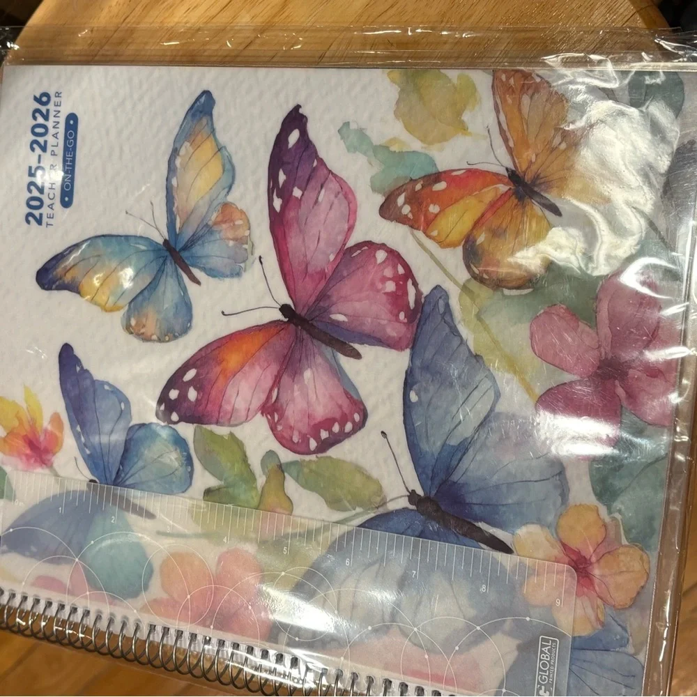 Global 2025 2026 Butterfly Watercolor Planner - Multi Blue Pink Purple